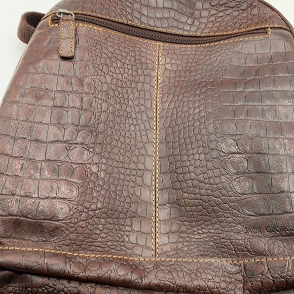 Jack Georges Brown Leather Aligator Embossed Backpack. BRN1589B main image 11